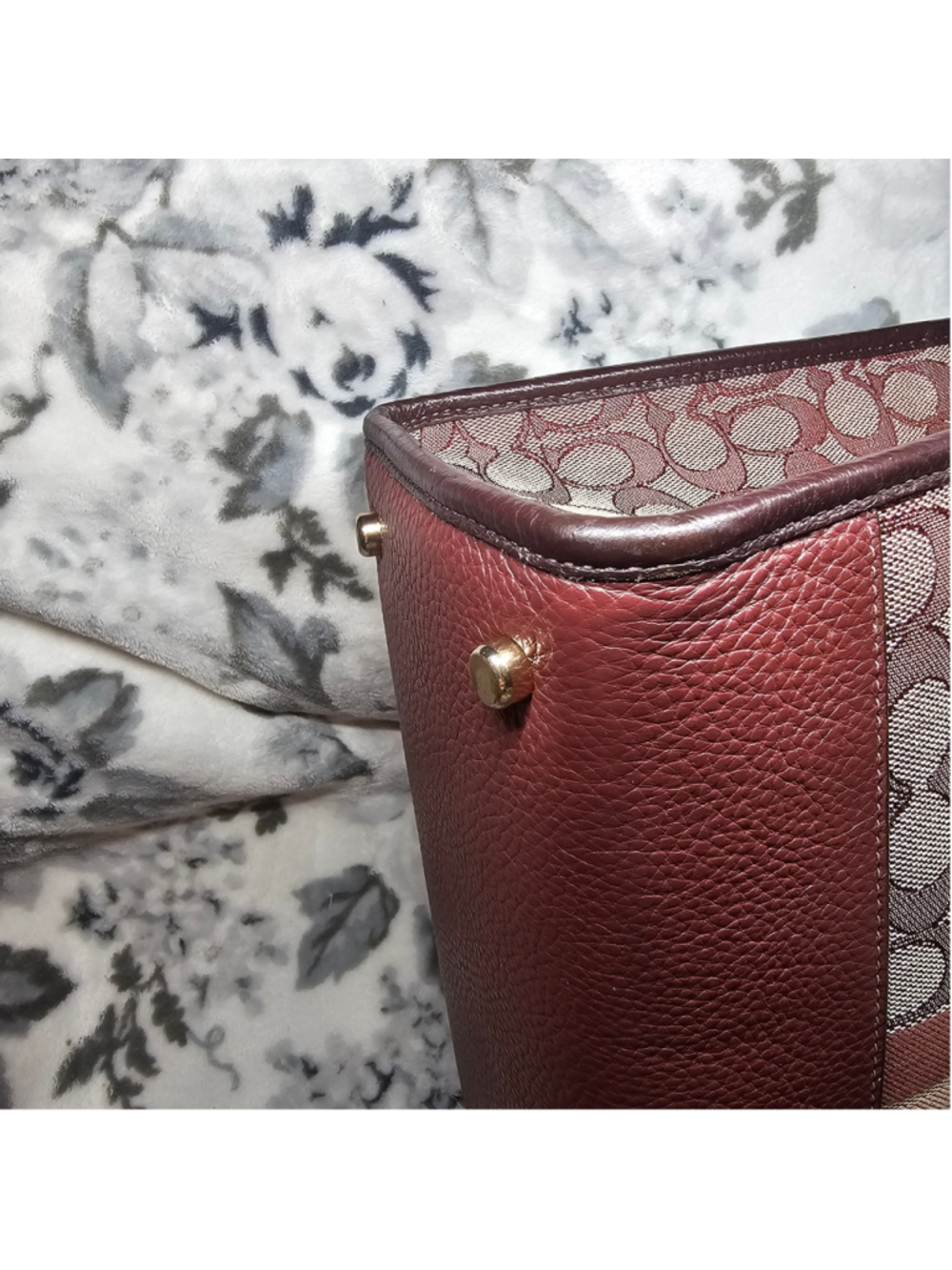 Burgundy 29Coach Dempsey Tote 22 in Signature Jacquard with Stripe & Patch - Picture 7 of 12